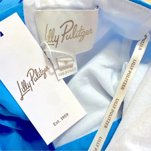 NWT Lilly Pulitzer Charlese cotton halter midi dress in Lunar blue, size 6 - Picture 9 of 11